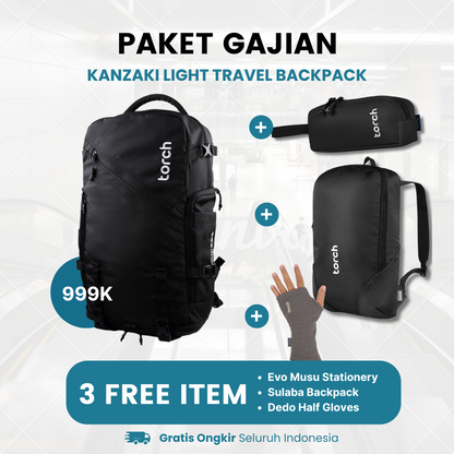 Paket Gajian - Kanzaki Light Travel Backpack Gratis Sulaba Backpack + Dedo Half Gloves Grey + Evo Musu Stationery