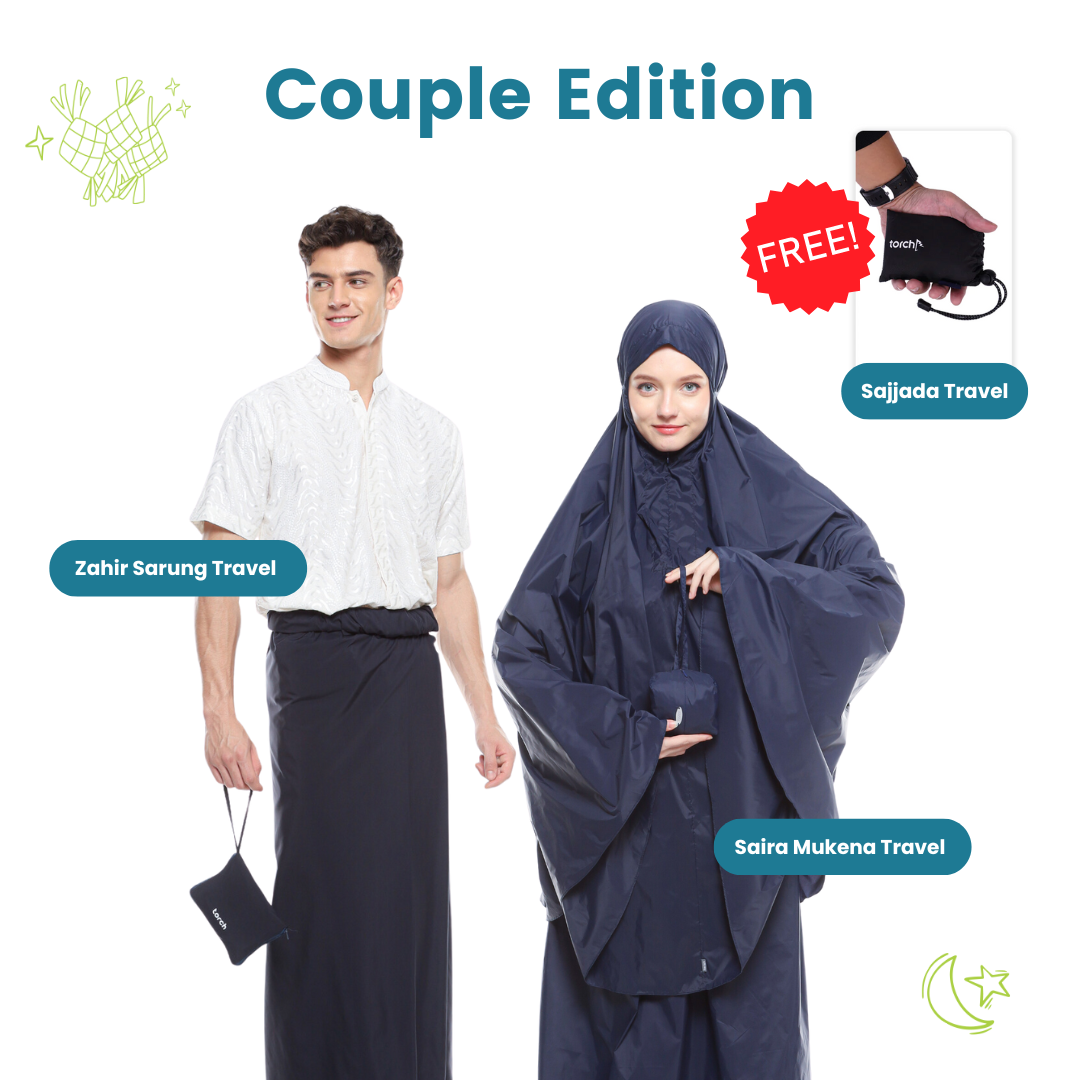 Paket Couple - Saira Mukena Travel + Zahir Sarung Travel + Sajjada Travel