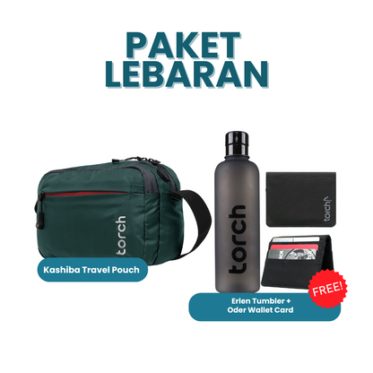 Paket Lebaran - Kashiba Travel Pouch Gratis Erlen Tumbler + Oder Wallet Card