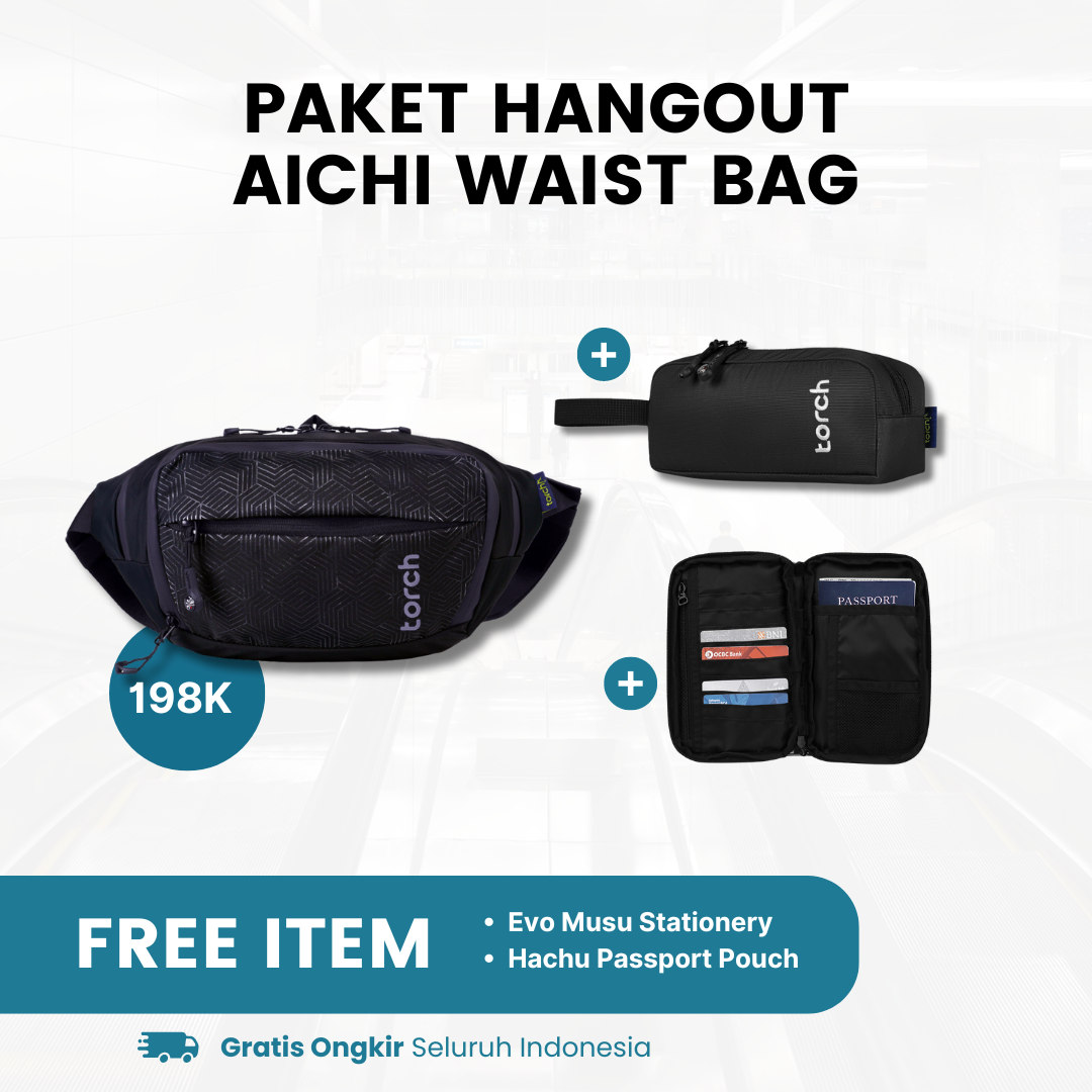 Paket Hangout - Aichi Waistbag Gratis Evo Musu Stationery + Hachu Paspport Pouch