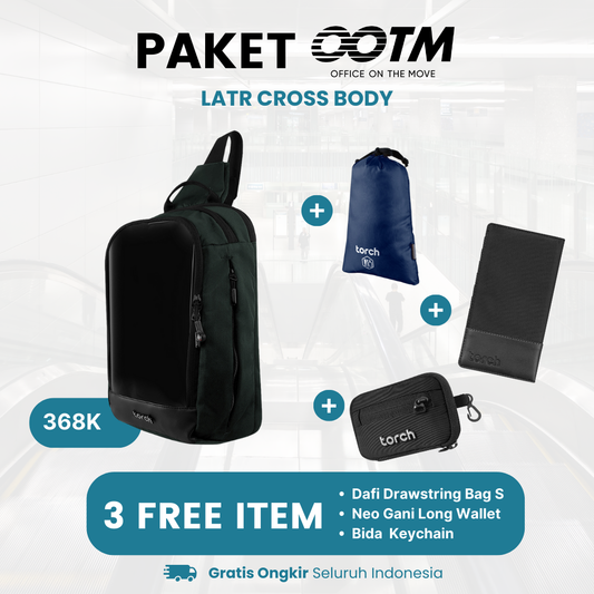 Paket Office On The Move - Latr Cross Body Gratis Bida Keychain + Neo Gani Long Wallet + Dafi Drawstring Bag S