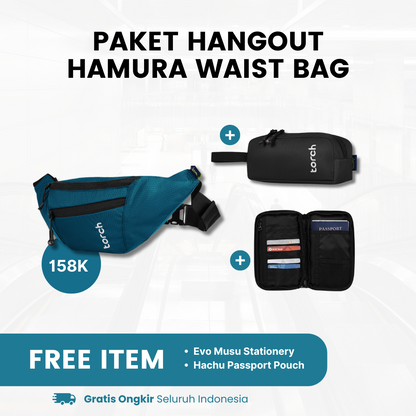 Paket Hangout - Hamura Waistbag Gratis Evo Musu Stationery + Hachu Paspport Pouch