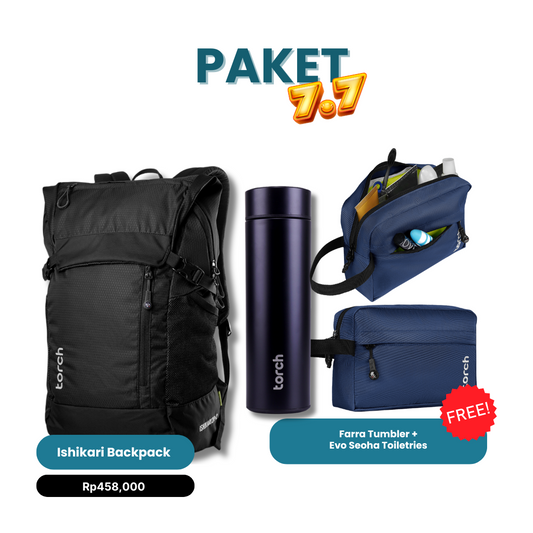 Paket 7.7 - Ishikari Backpack Gratis Farra Tumbler + Evo Seoha Toiletries