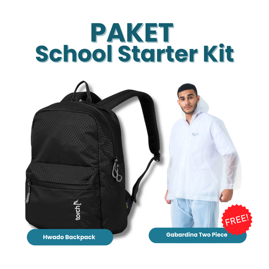 Paket School Starter Kit - Hwado Backpack Gratis Gabardina Two Piece