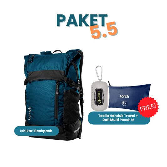 Paket 5.5 - Ishikari Backpack Gratis Toalla Handuk Travel + Dafi Multi Pouch M