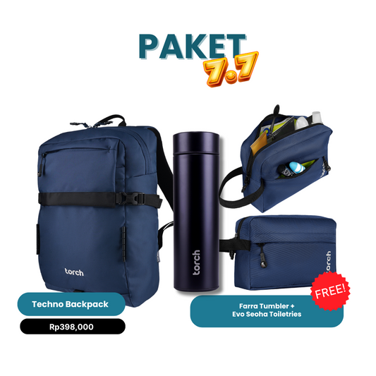 Paket 7.7 - Techno Backpack Gratis Farra Tumbler + Evo Seoha Toiletries