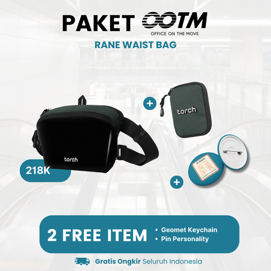 Paket Office On The Move - Rane Waistbag Gratis Geomet Keychain + Pin Personality