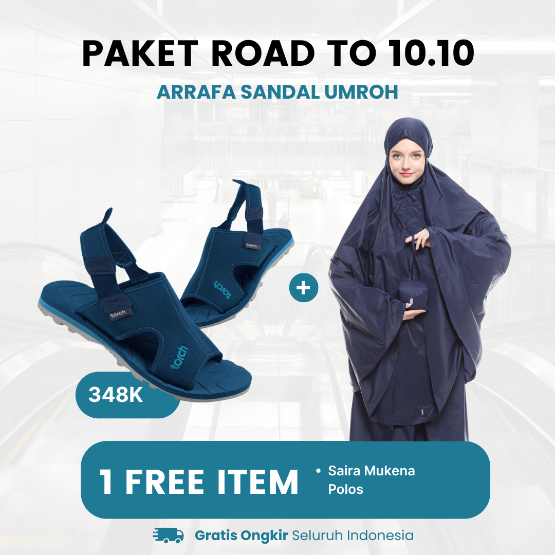 Paket Road To 10.10 - Arrafa Sandal + Saira Mukena Polos