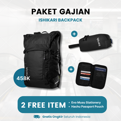 Paket Gajian - Ishikari Backpack Gratis Hachu Passport Pouch + Evo Musu Stationery