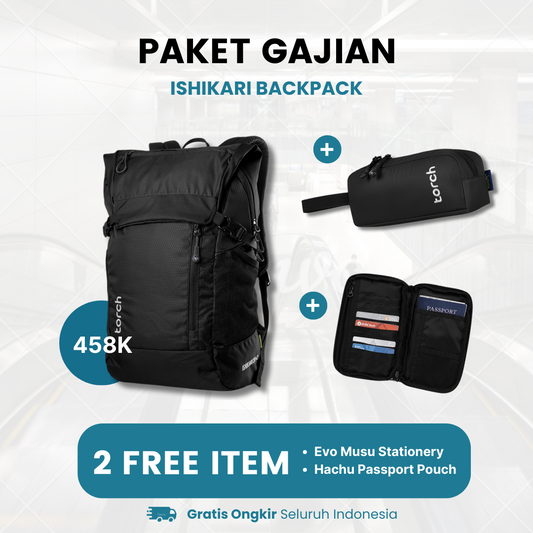 Paket Gajian - Ishikari Backpack Gratis Hachu Passport Pouch + Evo Musu Stationery