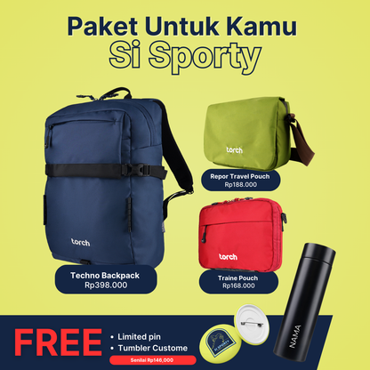 [Paket Si Sporty] Techno + Traine + Repor FREE Custom Tumbler + Limited Pin