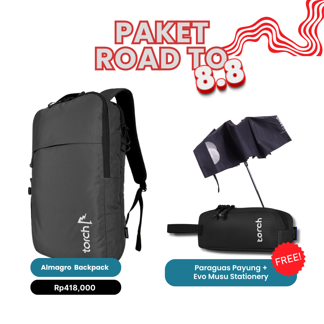 Paket Road To 8.8  - Almagro Backpack Gratis Evo Musu Stationery + Paraguas Payung