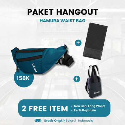 Paket Hangout - Hamura Waistbag Gratis Earle Keychain +  Neo Gani Long Wallet