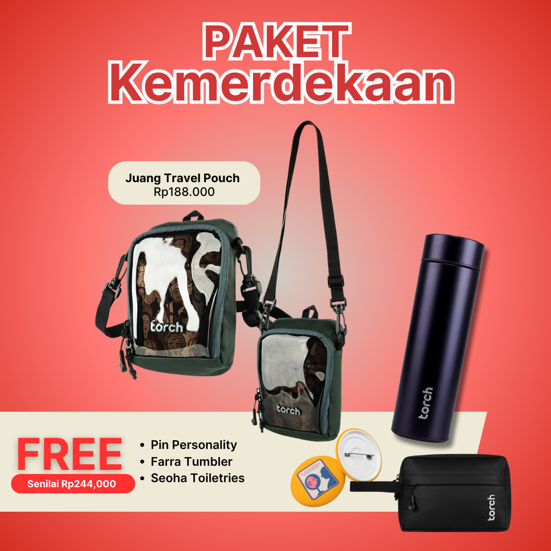 Paket Kemerdekaan - Juang Travel Pouch Gratis Evo Seoha Toiletries + Farra Tumbler + Pin Personality