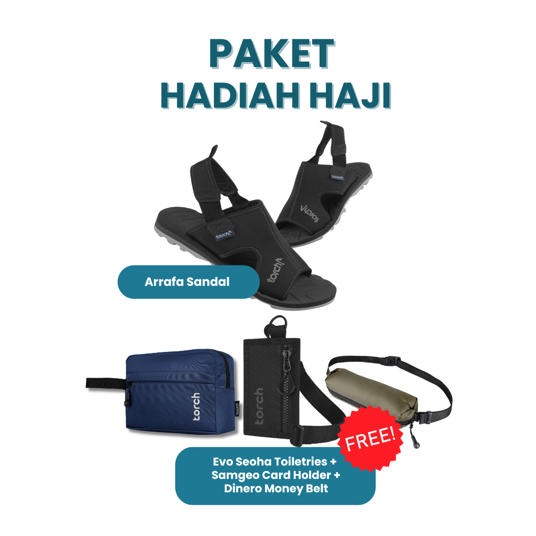 Paket Hadiah Haji -  Arrafa Sandal Gratis Samgeo Card Holder + Seoha Toiletries + Dinero Money Belt Black