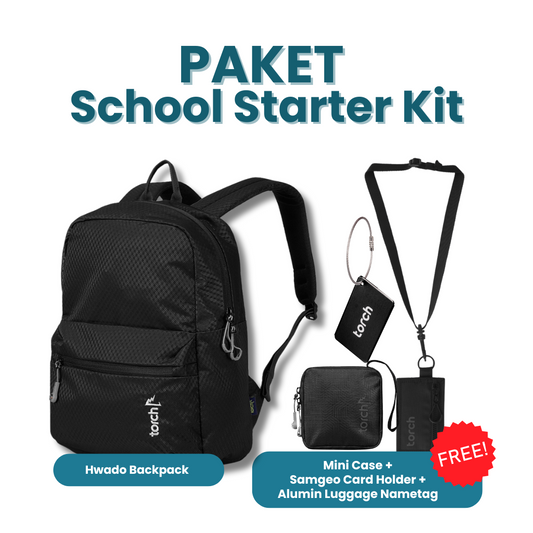 Paket School Starter Kit - Hwado Backpack Gratis Mini Case + Samgeo Card Holder + Alumin Luggage Nametag