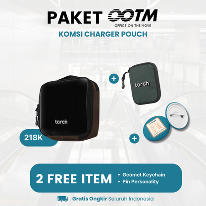 Paket Office On The Move - Komsi Charger Pouch Gratis Geomet Keychain + Pin Personality