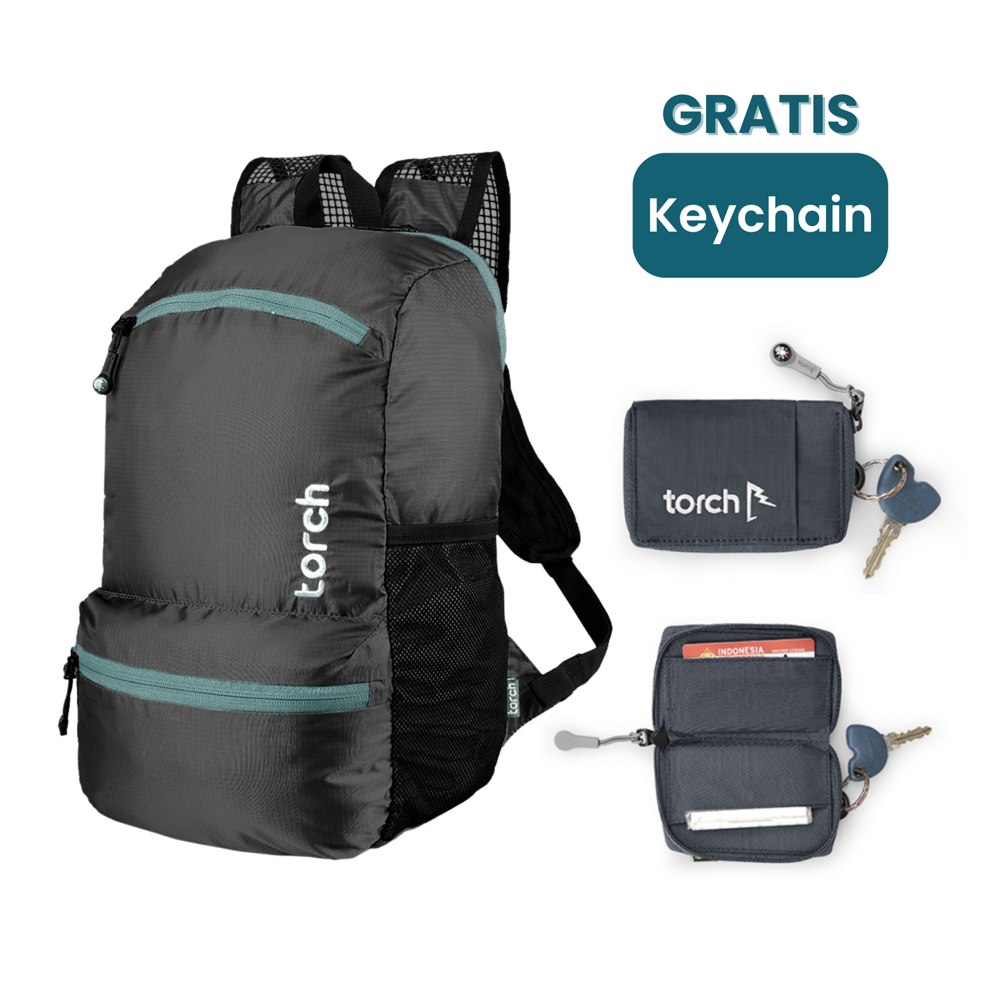 Paket HOLIGOW - Tata Foldable Backpack Gratis Keychain