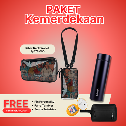 Paket Kemerdekaan - Kibar Neck Wallet Gratis Evo Seoha Toiletries + Farra Tumbler + Pin Personality