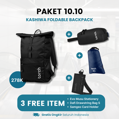 Paket 10.10 - Kashiwa Foldable Backpack Gratis Evo Musu Stationery + Dafi Drawstring Bag S + Samgeo Card Holder