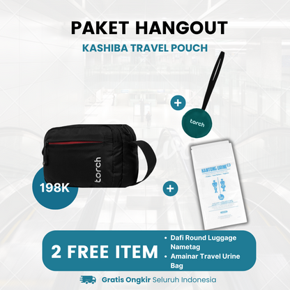 Paket Hangout - Kashiba Travel Pouch Gratis Dafi Round Luggage Nametag + Amainar Travel Urine