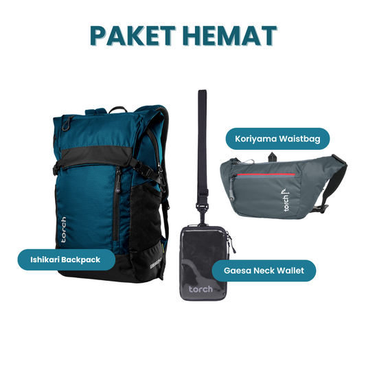 Paket Hemat - Ishikari Backpack + Koriyama Waistbag + Gaesa Neck Wallet