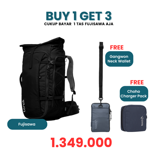 Paket Meriah - Fujisawa Travel Backpack Gratis Gangwon Neck Wallet + Choho Charger Pack