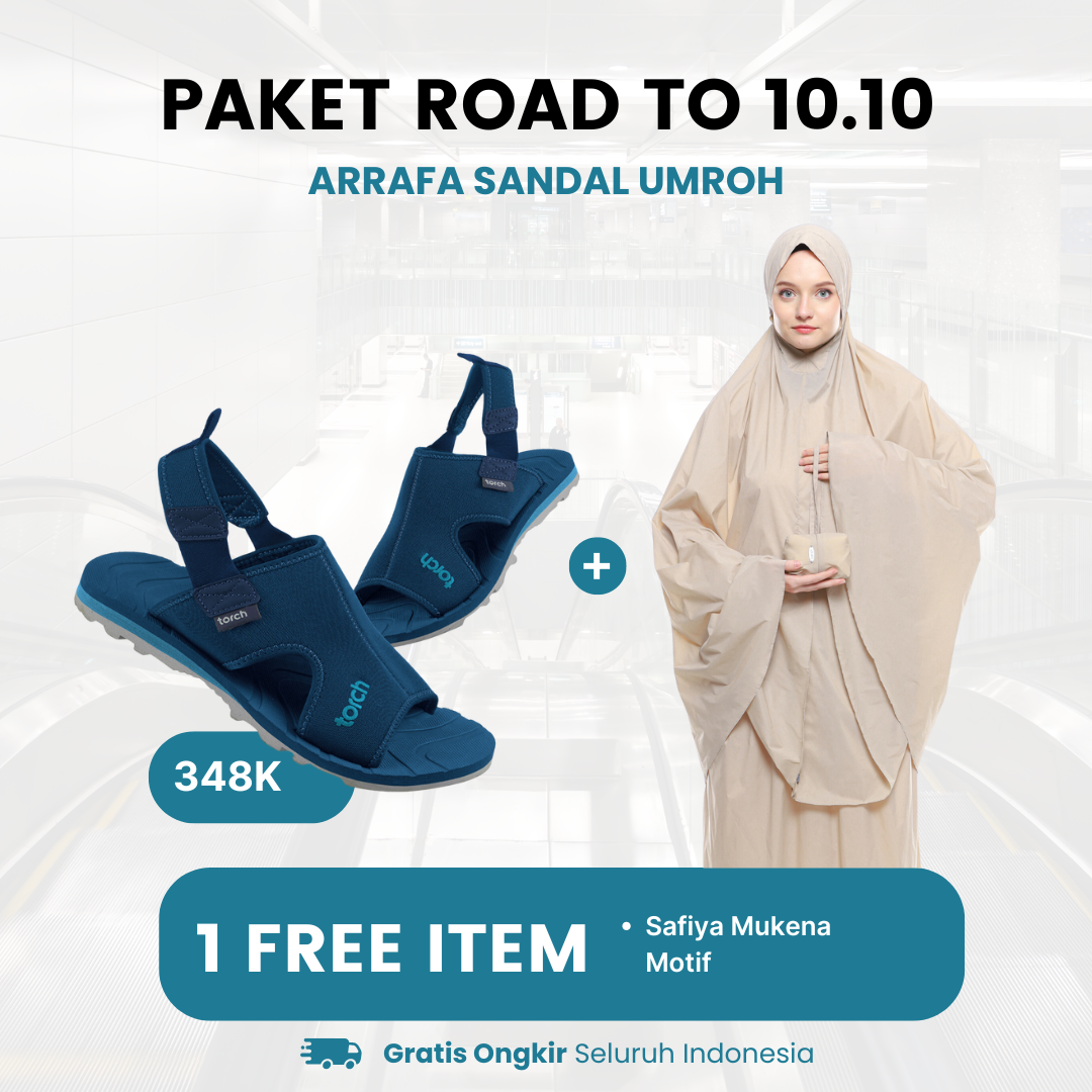 Paket Road To 10.10 - Arrafa Sandal + Safiya Mukena Motif