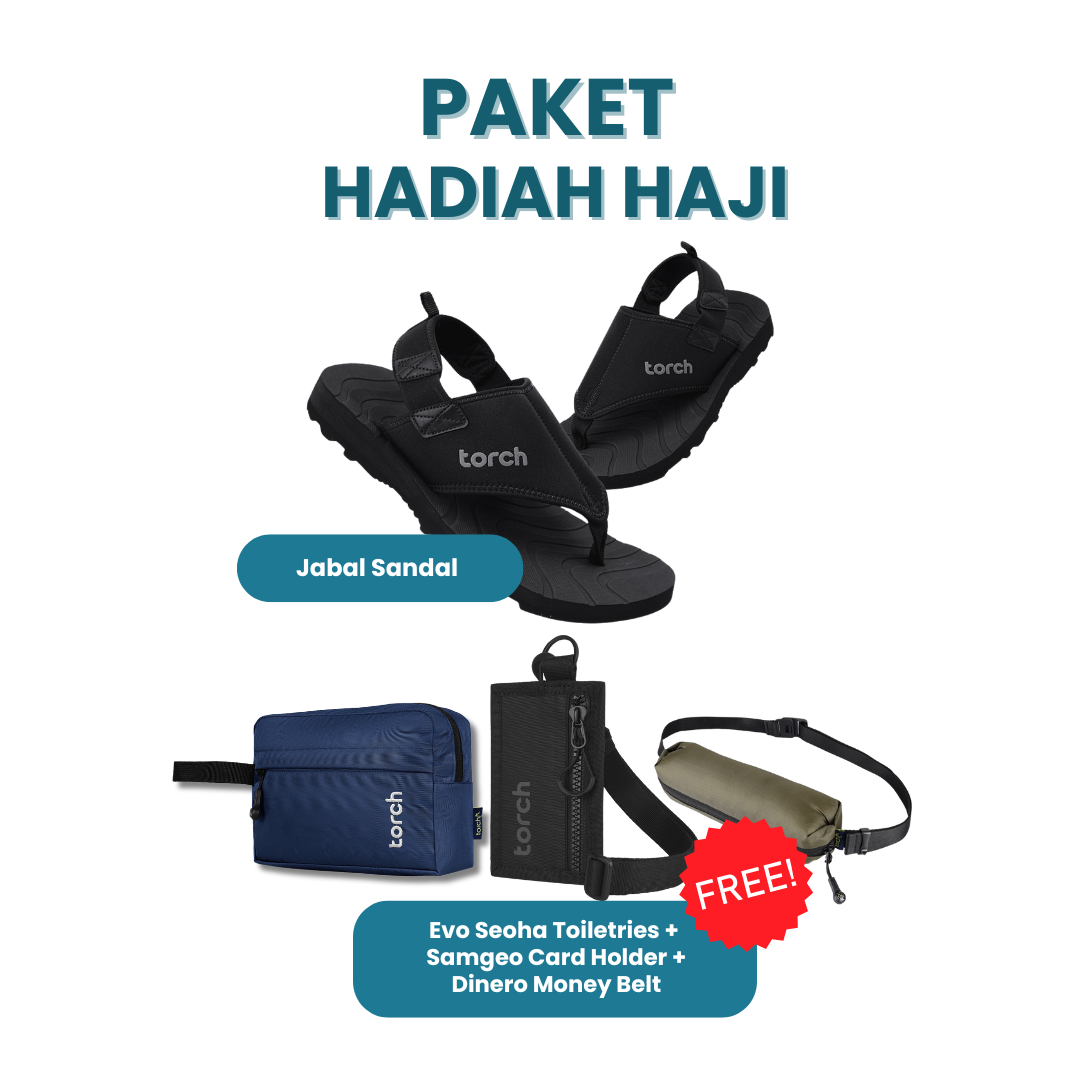 Paket Hadiah Haji -  Jabal Sandal Gratis Samgeo Card Holder + Seoha Toiletries + Dinero Money Belt Olive