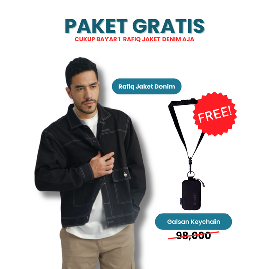 Paket Gratis - Rafiq Jaket Denim Gratis Galsan Keychain