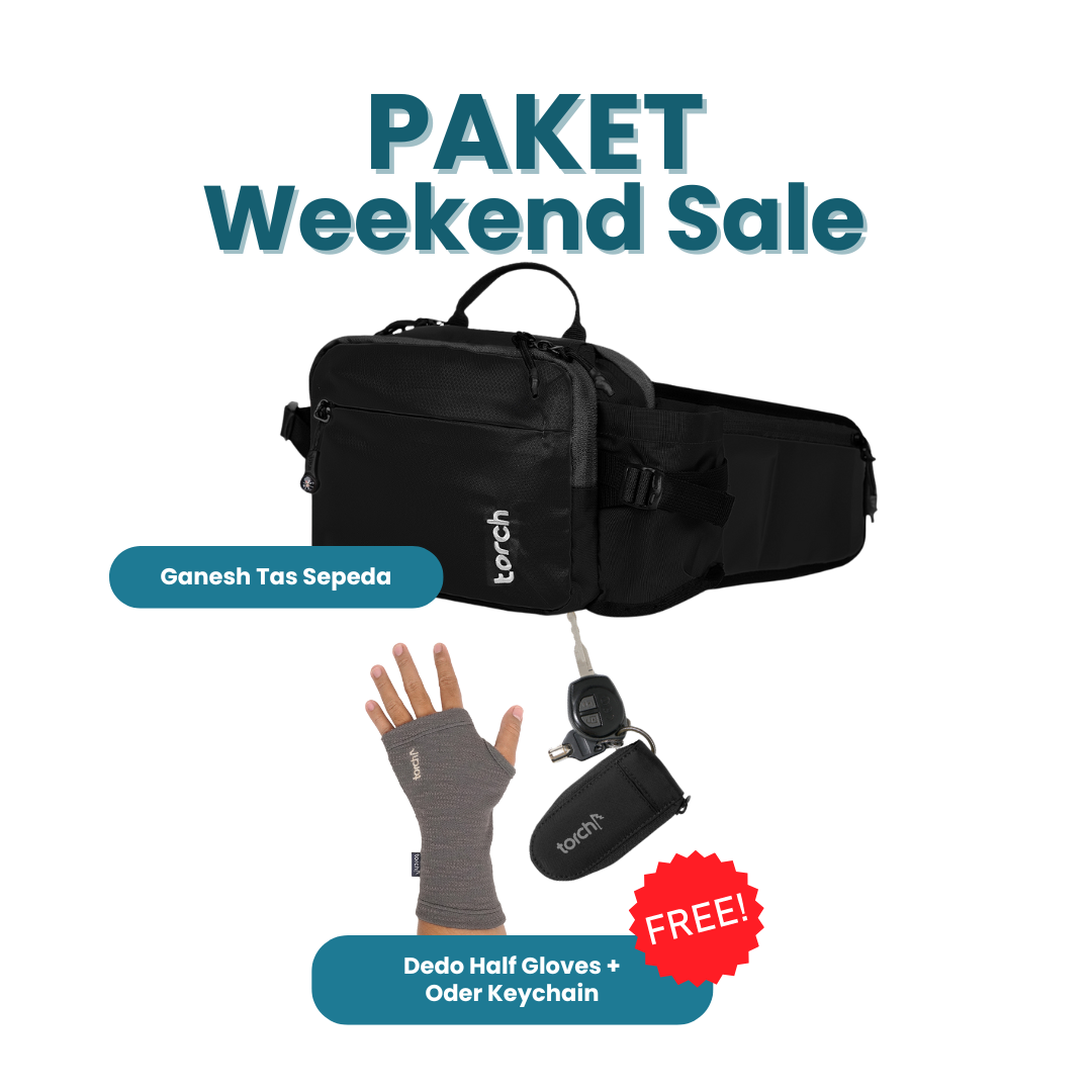 Paket Weekend Sale - Ganesh Tas Sepeda Gratis Dedo Half Gloves + Oder Keychain