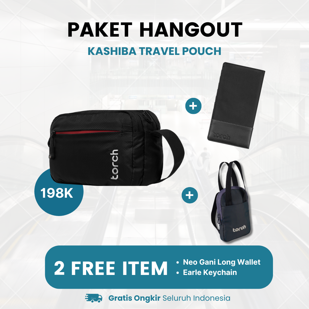 Paket Hangout - Kashiba Travel Pouch Gratis Earle Keychain +  Neo Gani Long Wallet