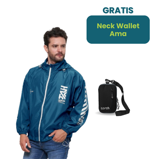 Paket Gratis -  Clash Packable Jacket Techno Wear Gratis Neck Wallet Ama
