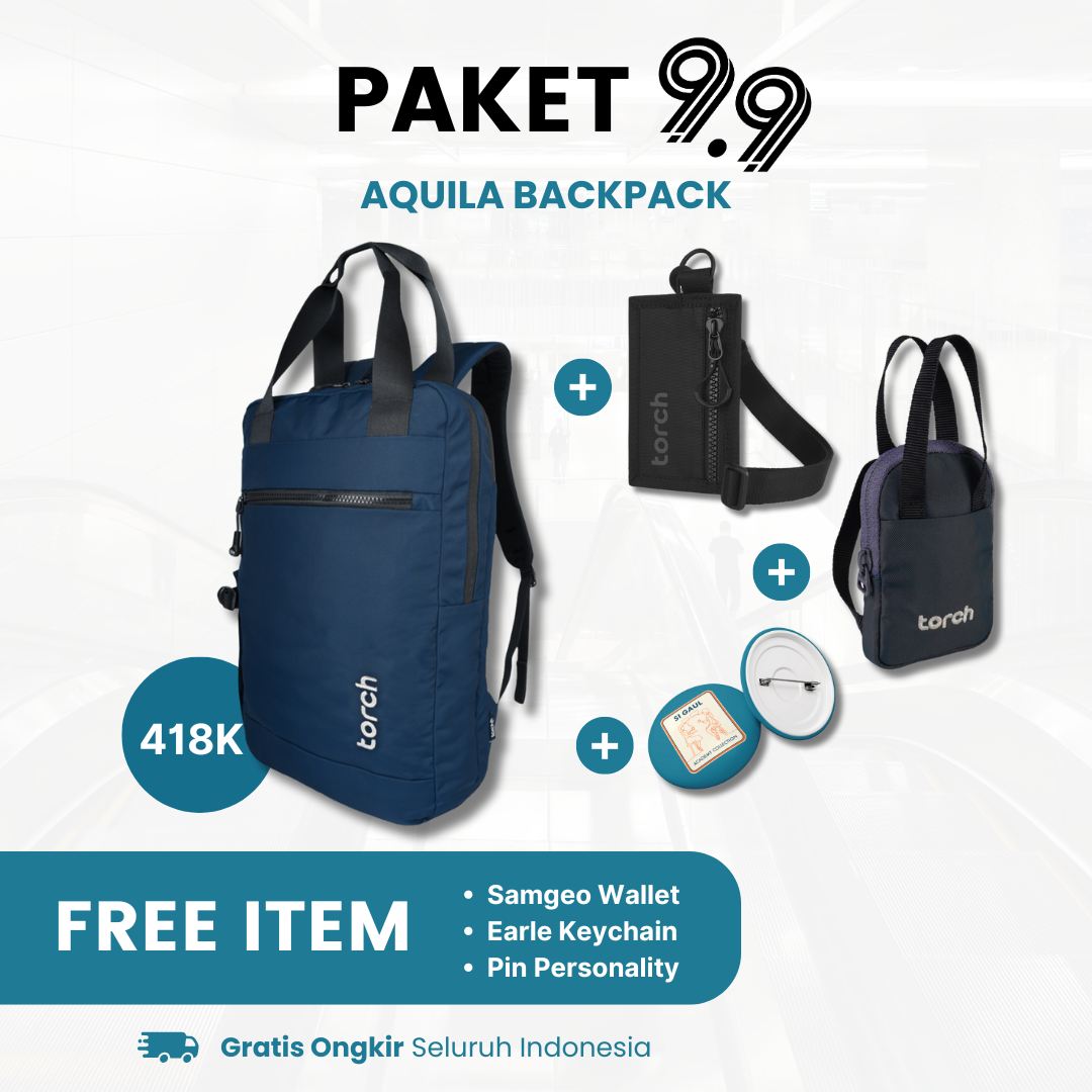 Paket 9.9 - Aquila Backpack Gratis Samgeo Card Holder + Earle Keychain + Pin Personality