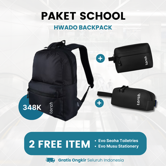 Paket School - Hwado Backpack Gratis Evo Seoha Toiletries + Evo Musu Stationery