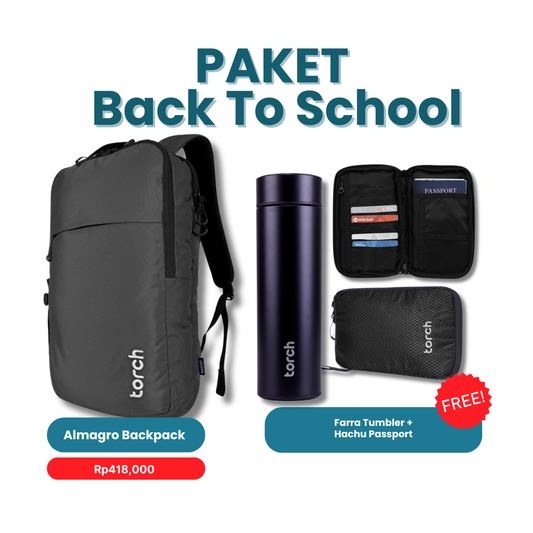 Paket Back To School - Almagro Backpack Gratis Farra Tumbler + Hachu Passport