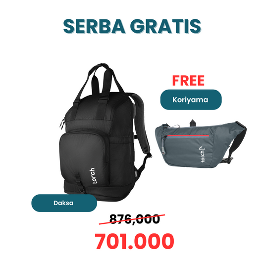 Paket Serba Gratis - Daksa Backpack Gratis Koriyama Waistbag