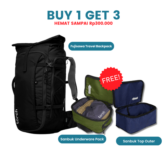 Paket Gratis - Fujisawa Travel Backpack Gratis Sanbuk Top Outer & Sanbuk Underware Pack