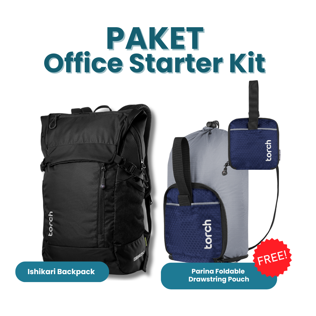 Paket Office Starter Kit - Ishikari Backpack Gratis Parina Foldable  Drawstring Pouch