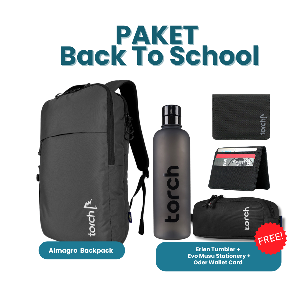 Paket Back To School - Almagro Backpack Gratis Erlen Tumbler +  Evo Musu Stationery + Oder Wallet Card