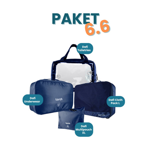 Paket 6.6 - Dafi Clothpack L + Dafi Toiletries L +  Dafi Underwear + Dafi Multi Pouch XL Navy