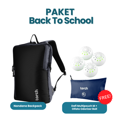 Paket Back To School - Nandana Backpack Gratis Dafi Multipouch M + Olfato Odorizer Ball