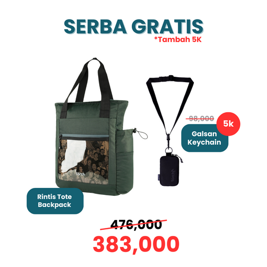 Paket Serba Gratis - Rintis Tote Backpack Tambah 5K Gratis Galsan Keychain