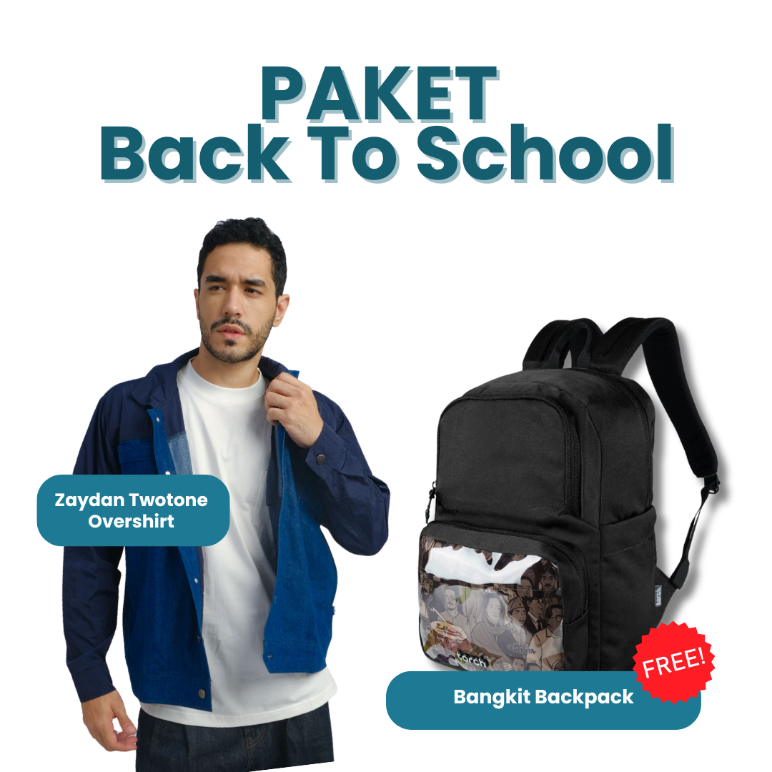 Paket Back To School - Zaydan Twotone Overshirt Gratis Bangkit Backpack