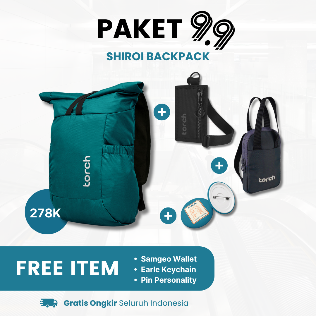 Paket 9.9 - Shiroi Backpack Gratis Samgeo Card Holder + Earle Keychain + Pin Personality