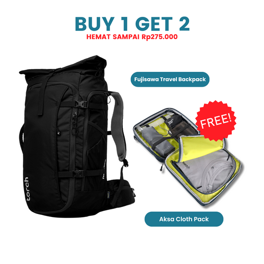 Paket Gratis - Fujisawa Travel Backpack Gratis Aksa Light Travel Sling Bag