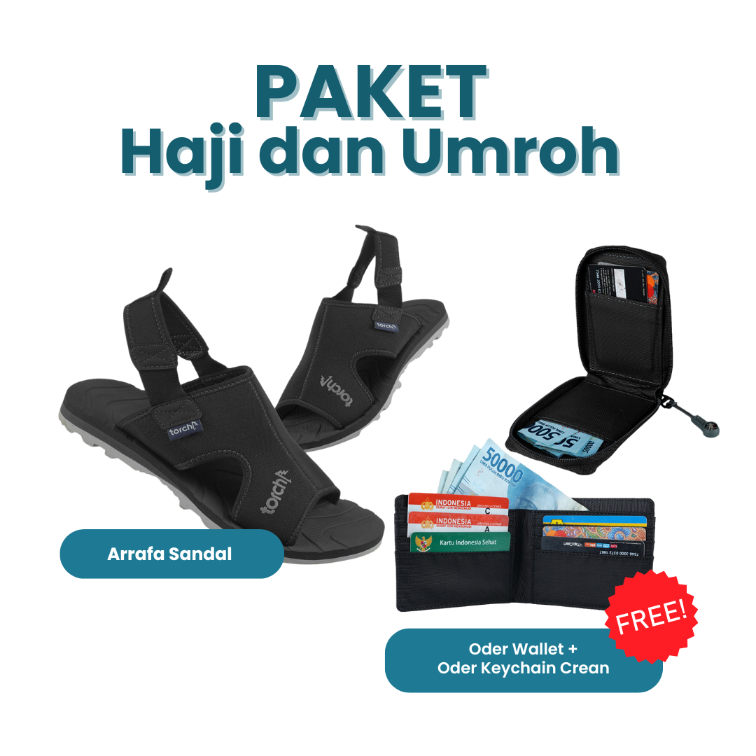 Paket Haji dan Umroh - Arrafa Sandal Gratis Oder Wallet  Black + Oder Keychain Crean