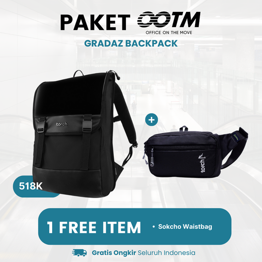 Paket Office On The Move - Gradaz Backpack Gratis Sokcho Waistbag