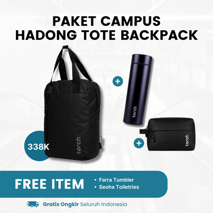 Paket Campus - Hadong Tote Backpack Gratis Farra Tumbler + Seoha Toiletries