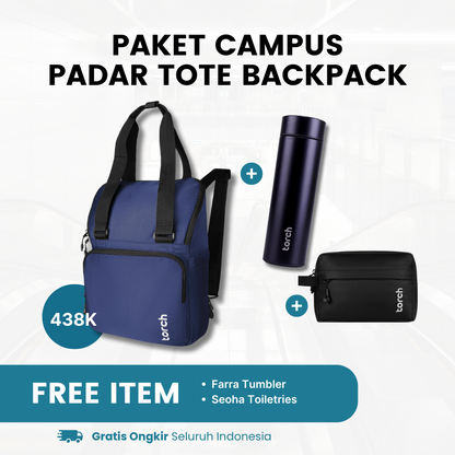 Paket Campus - Padar Tote Backpack Gratis Farra Tumbler + Seoha Toiletries